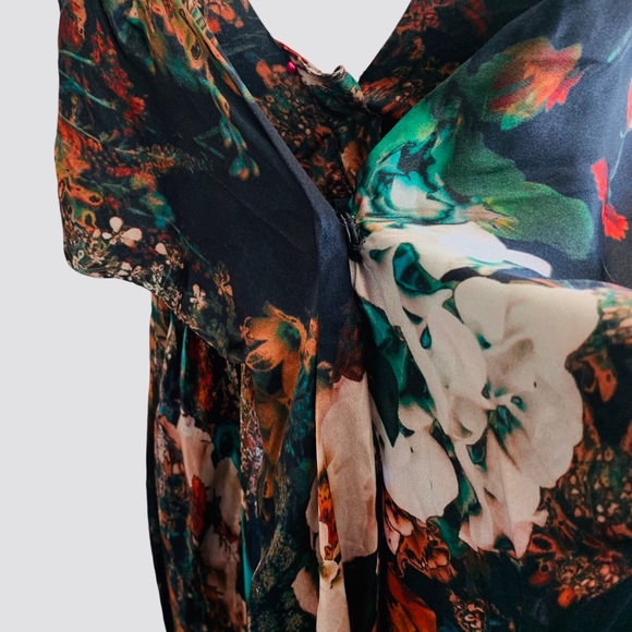 ETXART & PANNO FLORAL SILK MAXI DRESS SPAGHETTI STRAP SILK GOWN - Picture 12 of 16